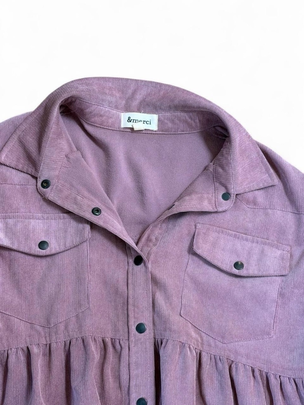 Lilac Purple Corduroy Button-Front Jacket